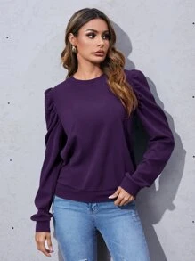 SHEIN LUNE 泡泡袖套頭衫 - 紫羅蘭色 - 查看 5