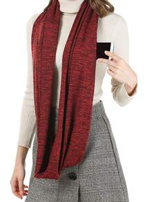Space Dye Pocket Detail Infinity Scarf - Burgundy - View 2
