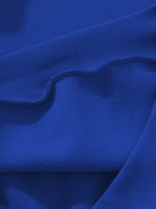 SHEIN Unity 字母圖案落肩袖加絨內裏衛衣和衛褲 - 寶藍色 - 查看 5