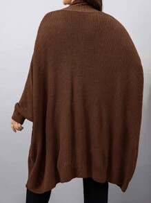 Calvaya Plus Size Batwing Sleeve Cardigan - Coffee Brown - View 2