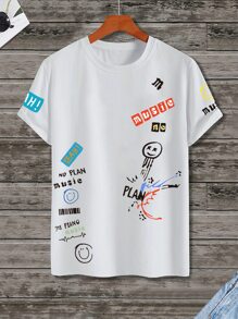 Manfinity Men Letter Graphic Tee - White - View 1