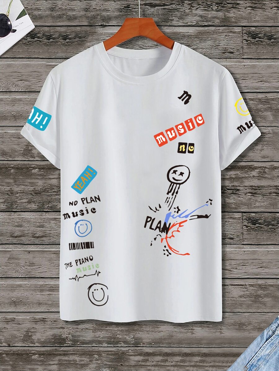 Manfinity Men Letter Graphic Tee - White - View 1