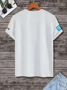 Manfinity Men Letter Graphic Tee - White - View 2