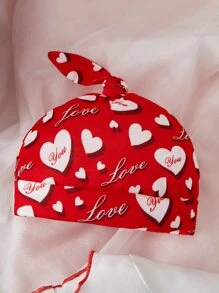 Baby Heart Print Ruffle Trim Bodysuit & Letter Graphic Bodysuit - Red and White - View 5