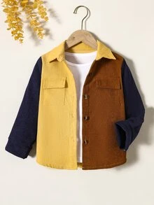 Toddler Boys Colour Block Flap Pocket Shirt Without Tee - Multicolor - View 1