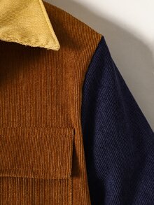 Toddler Boys Colour Block Flap Pocket Shirt Without Tee - Multicolor - View 3