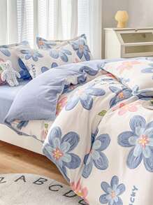 Floral Pattern Duvet Cover Set Without Filler - Multicolor - View 2