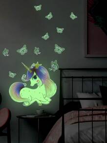 1pc Glow In The Dark Unicorn Pattern Wall Sticker,Stickers,Wall Decal, Vinyl Decal For Home Decorations,Spring Decoration Items Refresh Your Home,Rama Decoration Stickers Gifts Birthday Graduation
