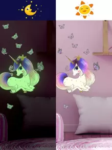 1pc Glow In The Dark Unicorn Pattern Wall Sticker,Stickers,Wall Decal, Vinyl Decal For Home Decorations,Spring Decoration Items Refresh Your Home,Rama Decoration Stickers Gifts Birthday Graduation