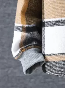 SHEIN Tween Boy 1pc Plaid Print Button Front Hooded Shirt & 1pc Sweatpants - Multicolor - View 4