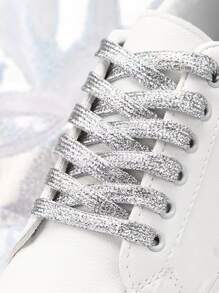 1pair Minimalist Shoelaces - Silver - View 1