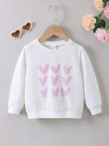 Toddler Girls Heart Print Sweatshirt - White - View 1