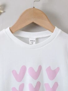 Toddler Girls Heart Print Sweatshirt - White - View 5