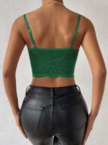 SHEIN Allurite Lace Bustier Crop Cami Top - Green - View 2