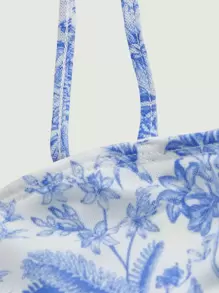 Soleia WYWH Vacation Floral Print Cami Tall Women Dress,Pastel Dresses For Women - Blue and White - View 3