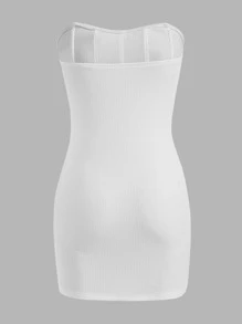 SHEIN EZwear Seam Front Solid Tube Bodycon Dress - White - View 2