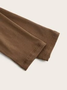 SHEIN EZwear 人物和標語圖案插肩袖短款T恤 - 彩色 - 查看 4