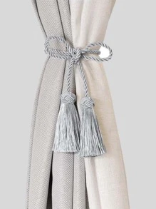 1入/2入組編織流蘇窗簾繫帶 - 灰色 - 查看 3