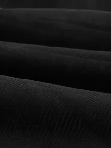 ROMWE PUNK Grunge Asymmetrical Hem Mesh Skirt - Black - View 3