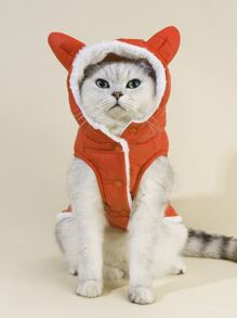 宠物秋季冬季加厚外套 - 紅色 - 查看 1