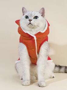 宠物秋季冬季加厚外套 - 紅色 - 查看 4