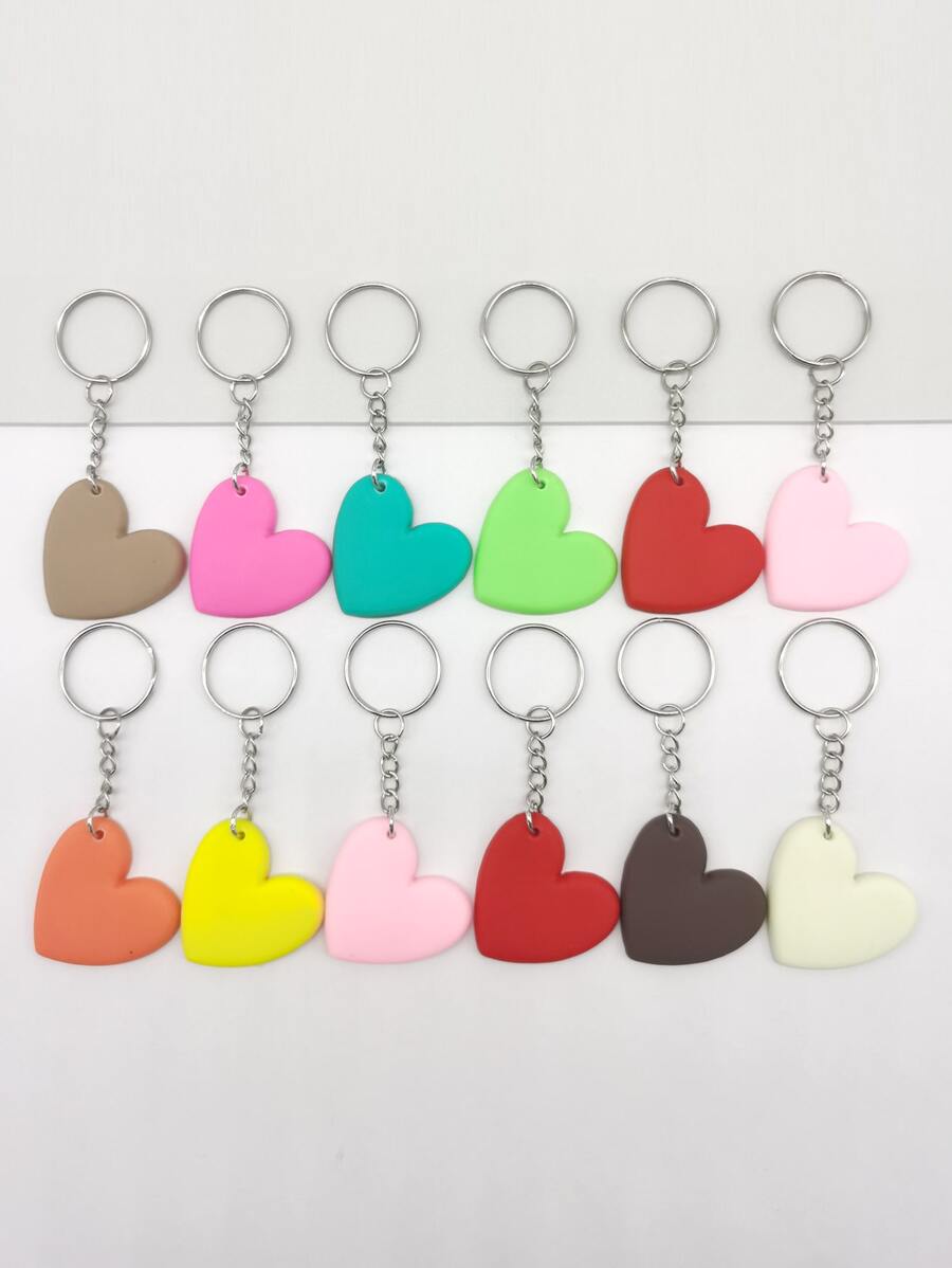 12 Peças Chaveiro Pingente de Coração, Acessórios de Carro para o Dia dos Namorados, Pingente de Bolsa, Escola, Fofo, Gótico, Y2K