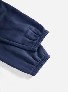 SHEIN Tall Solid Drawstring Waist Sweatpants - Navy Blue - View 4