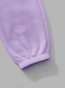 SHEIN PETITE Quần thể thao nữ màu trơn - Màu Lilac Tím - Xem 3