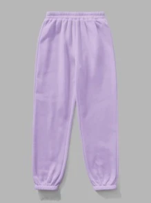SHEIN PETITE Quần thể thao nữ màu trơn - Màu Lilac Tím - Xem 4