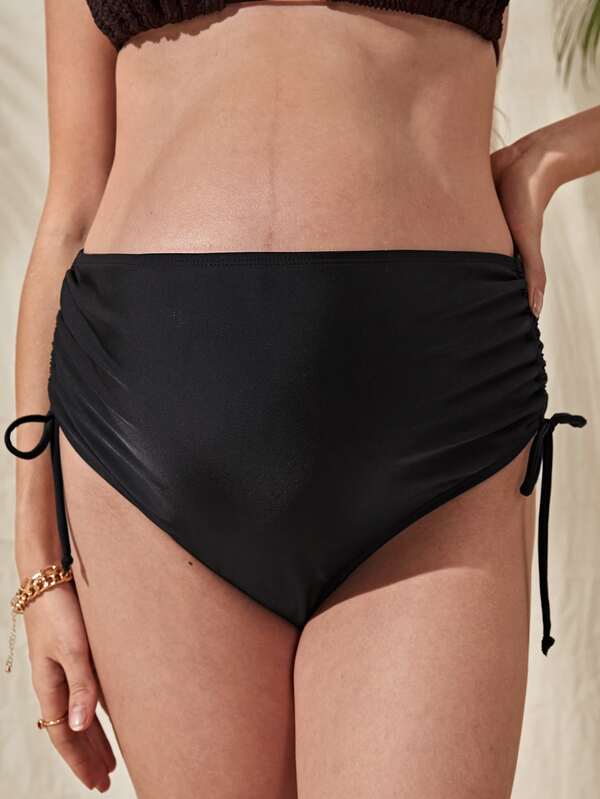 SHEIN Maternity Drawstring Side High Waist Bikini Panty SHEIN USA