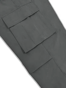 Manfinity Roghcode Men Flap Pocket Side Cargo Trousers - Dark Grey - View 5