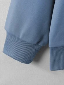 Aesthetic Post--Men Plus Letter Graphic Kangaroo Pocket Drawstring Hoodie - Dusty Blue - View 3