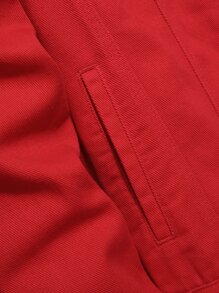 Manfinity Hombres Cazadora mezclilla con bolsillo con solapa sin camiseta - Rojo - Ver 8
