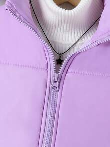 Tween Girl 单件拉链背心加厚外套 - 紫丁香色 - 查看 3