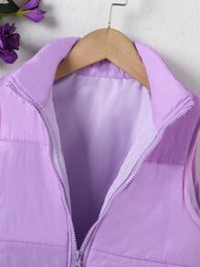 Tween Girl 单件拉链背心加厚外套 - 紫丁香色 - 查看 4