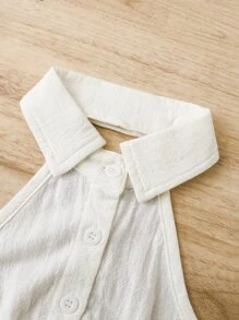 Bebé Vestido con botón delantero de espalda abierta de cuello halter - Blanco - Ver 3