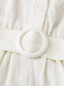 Bebé Vestido con botón delantero de espalda abierta de cuello halter - Blanco - Ver 6