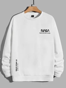 Manfinity VCAY Men Casual Letter Graphic Sweatshirt For Autumn - White - View 1