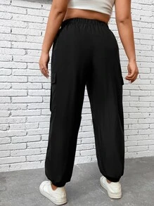 Calvaya Pantalones cargo con bolsillo lateral con solapa - Negro - Ver 2
