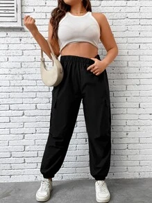 Calvaya Pantalones cargo con bolsillo lateral con solapa - Negro - Ver 7