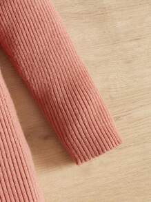 SHEIN Baby Solid Cable Knit Jumper Dress - Coral Pink - View 3