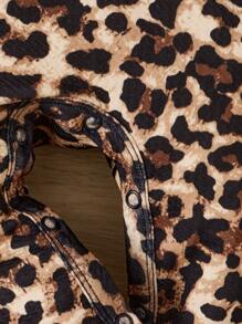 SHEIN 嬰兒豹紋印花泡泡袖連身褲 - 彩色 - 查看 3