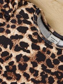 SHEIN 嬰兒豹紋印花泡泡袖連身褲 - 彩色 - 查看 4