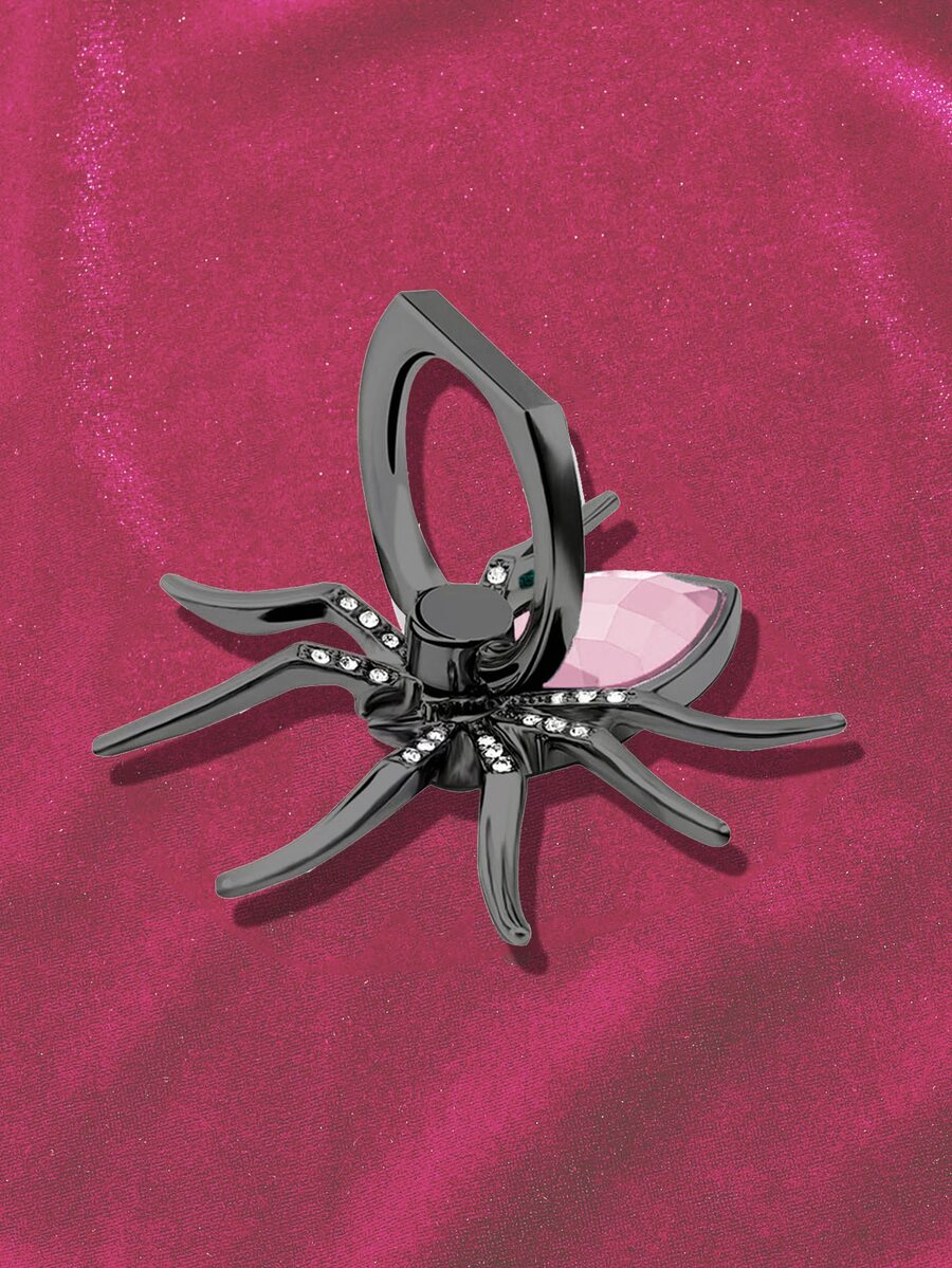 ROMWE Rhinestone Decor Spider Design Phone Ring Holder - Pink - View 1