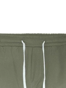 ROMWE MEN Guys Flap Pocket Side Cargo Pants - Army Green - View 3