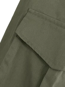 ROMWE MEN Guys Flap Pocket Side Cargo Pants - Army Green - View 4