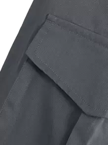 ROMWE MEN Street Life Men Flap Pocket Side Cargo Baggy Pants, School - Dark Grey - View 4