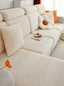 1入組幾何簇絨沙發座套 - 米色 - 查看 1