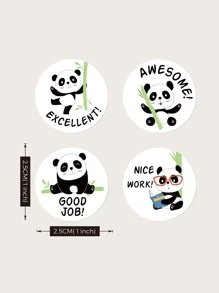 500 cái/cuộn Slogan & Panda Pattern Sticker Các loại Sticker, Sticker đa năng dễ thương cho DIY Craft, Trang trí, Tài khoản cầm tay - Nhiều màu - Xem 3