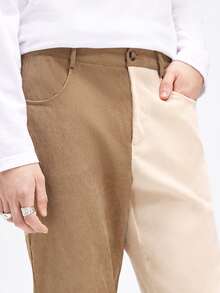 Manfinity Men Colour Block Slant Pocket Corduroy Trousers - Multicolor - View 3